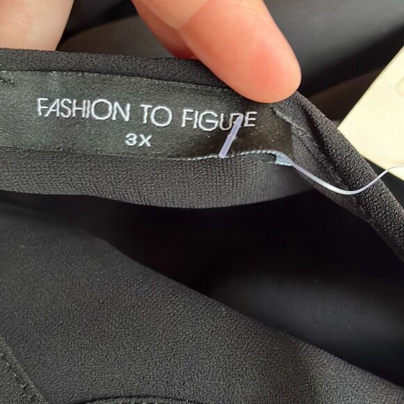 Fashion to Figure 3X black sheer blouse with lace pattern trim around blouse NWT - Picture 3 of 6
